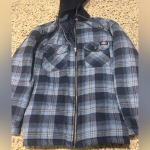 Dickies Flannel Hooded Shirt Jacket size M